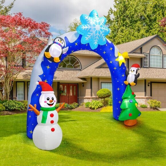 🆕10FT Christmas Inflatables Winter Snowman Arch LED Yard Outdoor Decorations - Picture 5 of 8